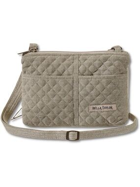 Bella Taylor Quilted Cotton Beige Crossbody Bag
